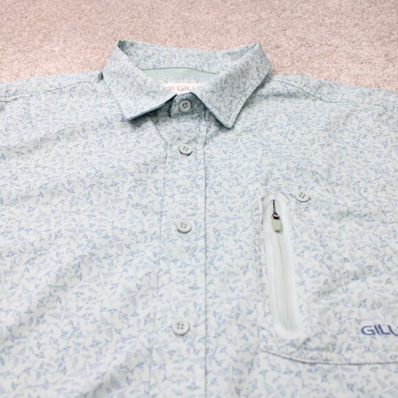 Gillz AOP Shirt Mens Large Blue Fish All Over Print Polyester Stretch L/S Button - Picture 5 of 16